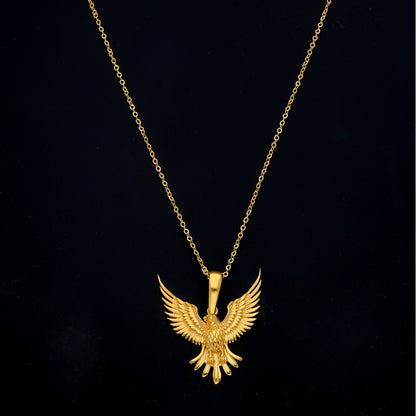 Gold Statement Eagle Necklace 21KT - FKJNKL21KM11313