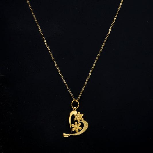 Gold Floral Heart Necklace 21KT - FKJNKL21KM11317
