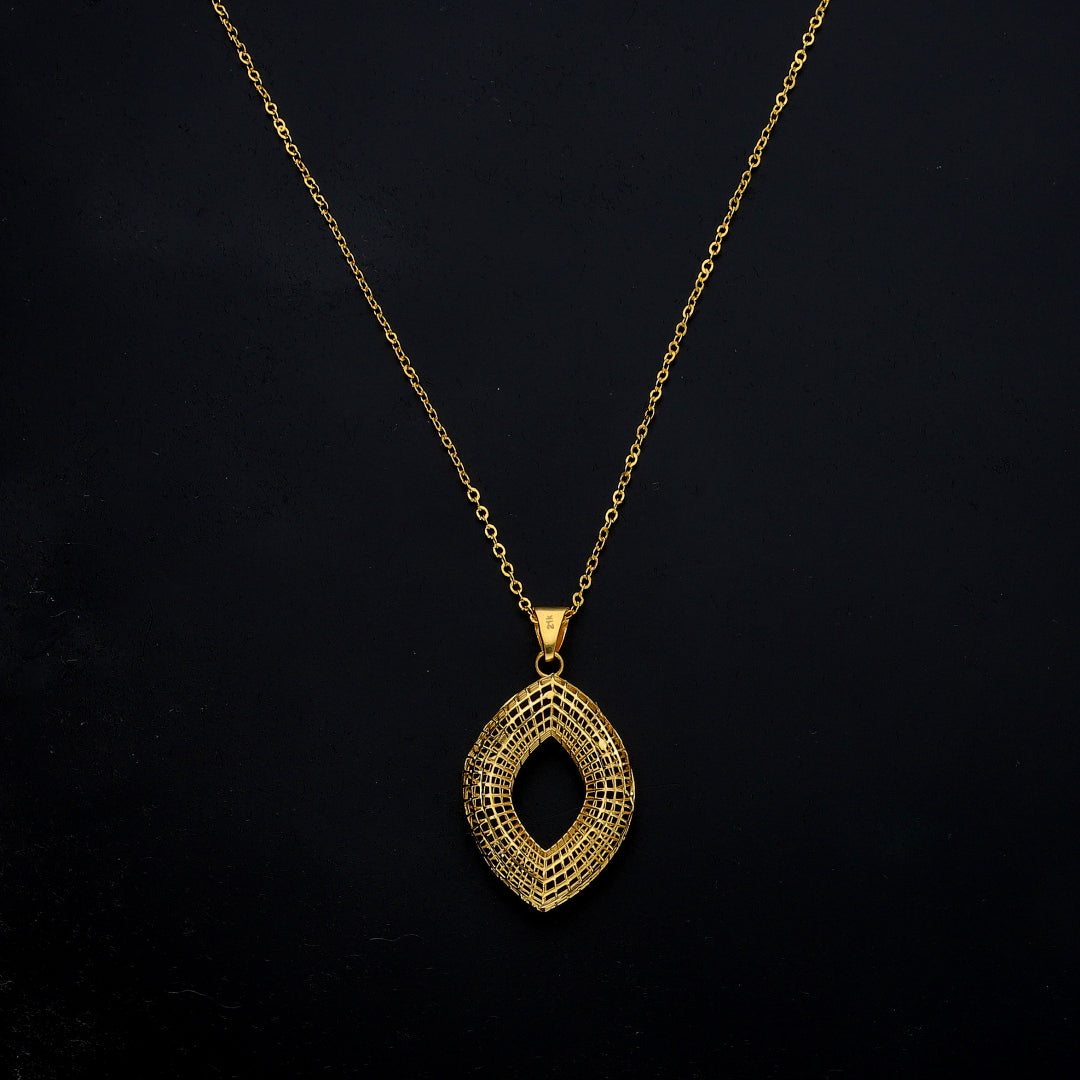 Gold Hollow Drop Necklace 21KT - FKJNKL21KM11321