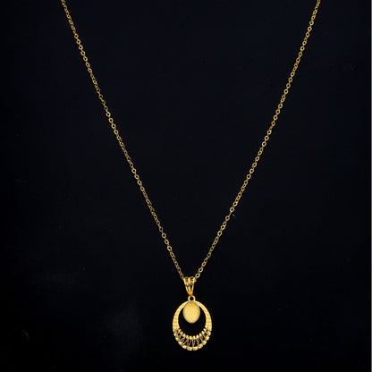 Gold Open Oval Necklace 21KT - FKJNKL21KM11323