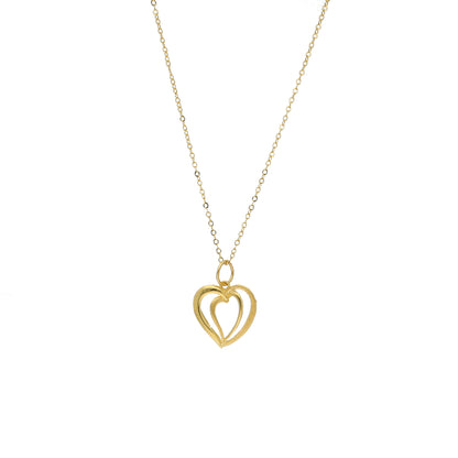 Gold Dual Heart Necklace 21KT - FKJNKL21KM11325