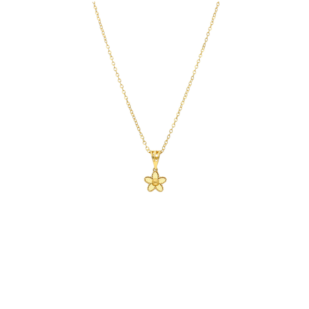 Gold Flower Charm Necklace 21KT - FKJNKL21KM11328