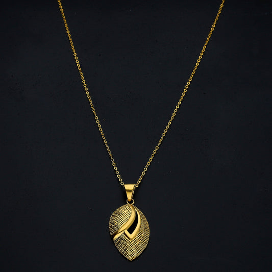 Gold Oval Textured Necklace 21KT - FKJNKL21KM11329