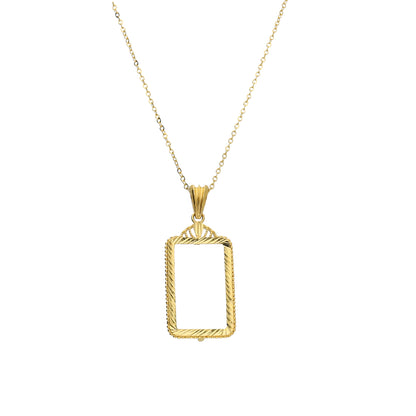 Gold Open Rectangle Necklace 21KT - FKJNKL21KM11330