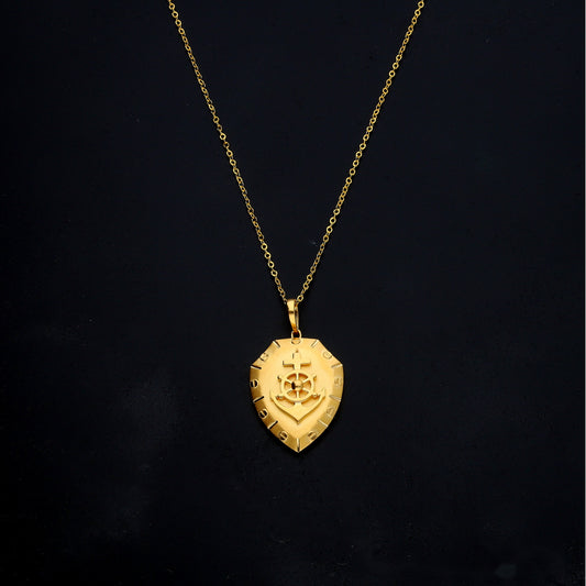 Gold Maritime Shield Necklace 21KT - FKJNKL21KM11333