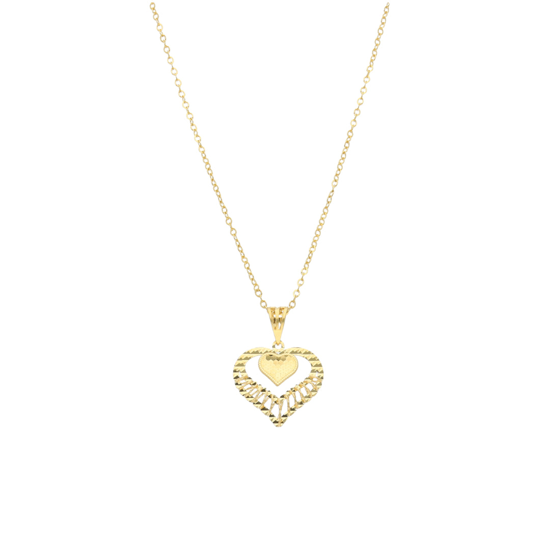 Gold Textured Heart Necklace 21KT - FKJNKL21KM11339