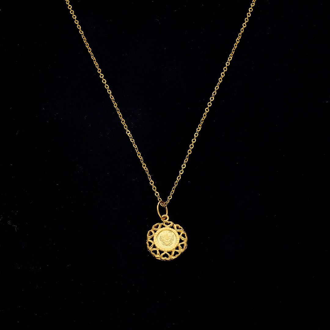 Gold Coin Design Necklace 21KT - FKJNKL21KM11340