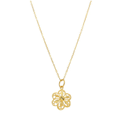 Gold Floral Filigree Necklace 21KT - FKJNKL21KM11341