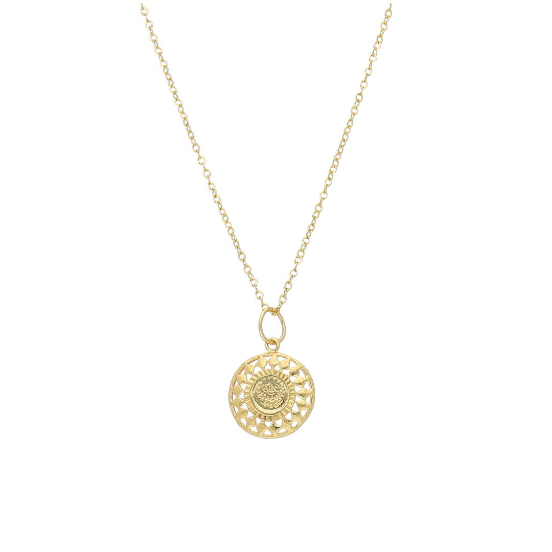 Gold Coin Medallion Necklace 21KT - FKJNKL21KM11344