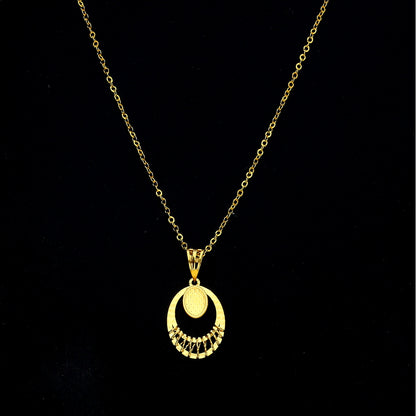Gold Geometric Oval Necklace 21KT - FKJNKL21KM11345