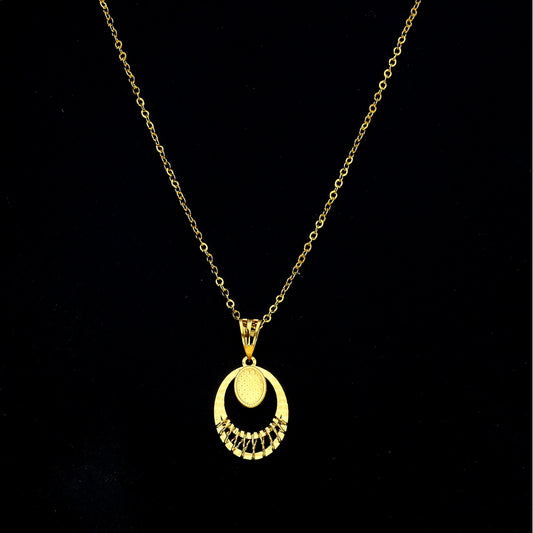 Gold Geometric Oval Necklace 21KT - FKJNKL21KM11345
