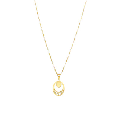 Gold Geometric Oval Necklace 21KT - FKJNKL21KM11345
