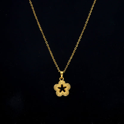 Gold Open Blossom Necklace 21KT - FKJNKL21KM11346