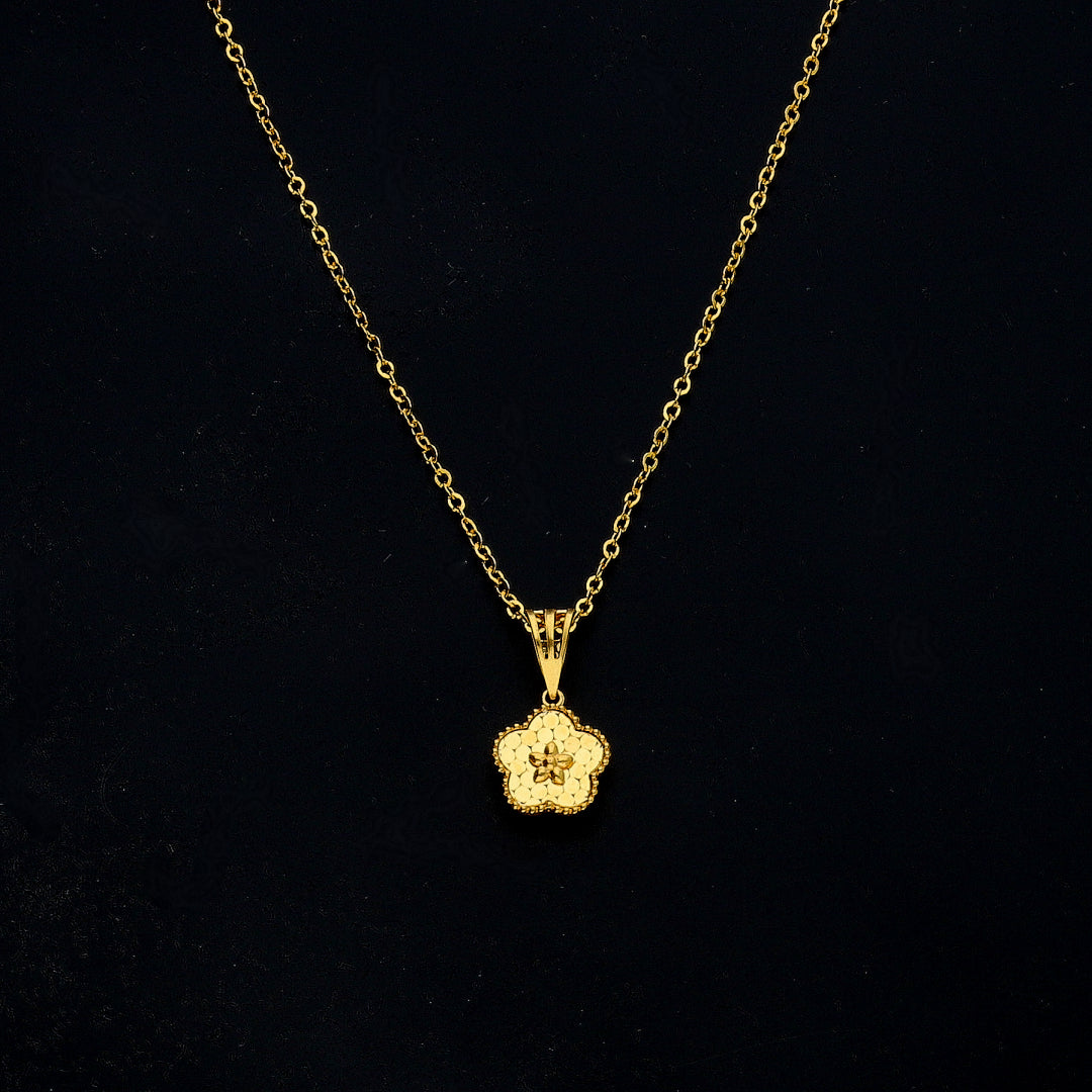 Gold Petite Flower Necklace 21KT - FKJNKL21KM11349
