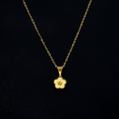 Gold Petite Flower Necklace 21KT - FKJNKL21KM11349