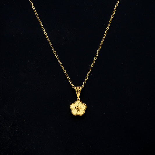 Gold Petite Flower Necklace 21KT - FKJNKL21KM11349