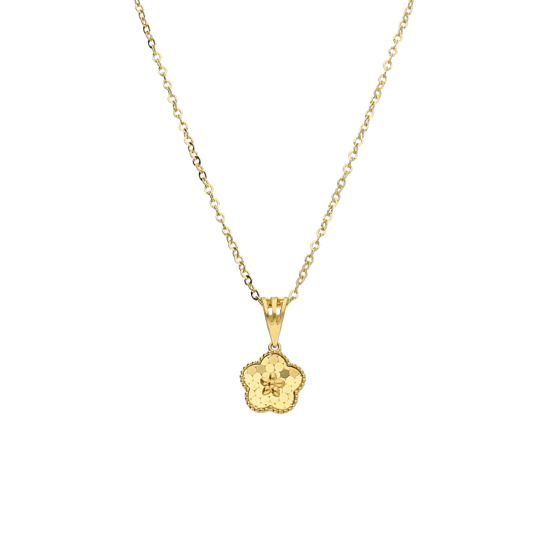 Gold Petite Flower Necklace 21KT - FKJNKL21KM11349