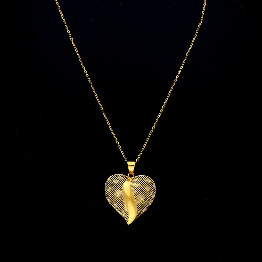 Gold Mesh Heart Necklace 21KT - FKJNKL21KM11350