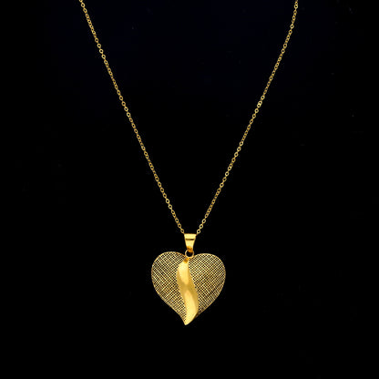 Gold Mesh Heart Necklace 21KT - FKJNKL21KM11350