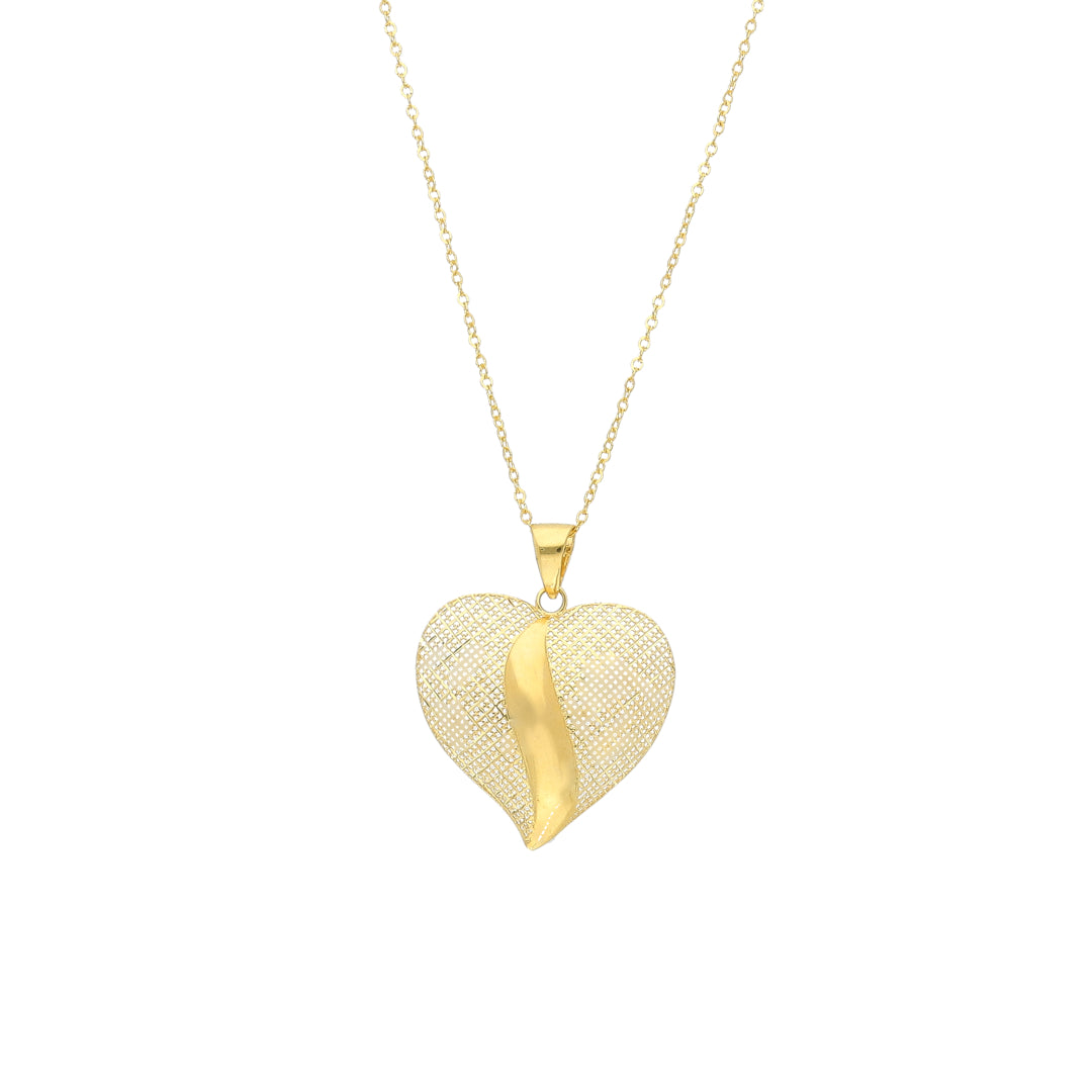 Gold Mesh Heart Necklace 21KT - FKJNKL21KM11350