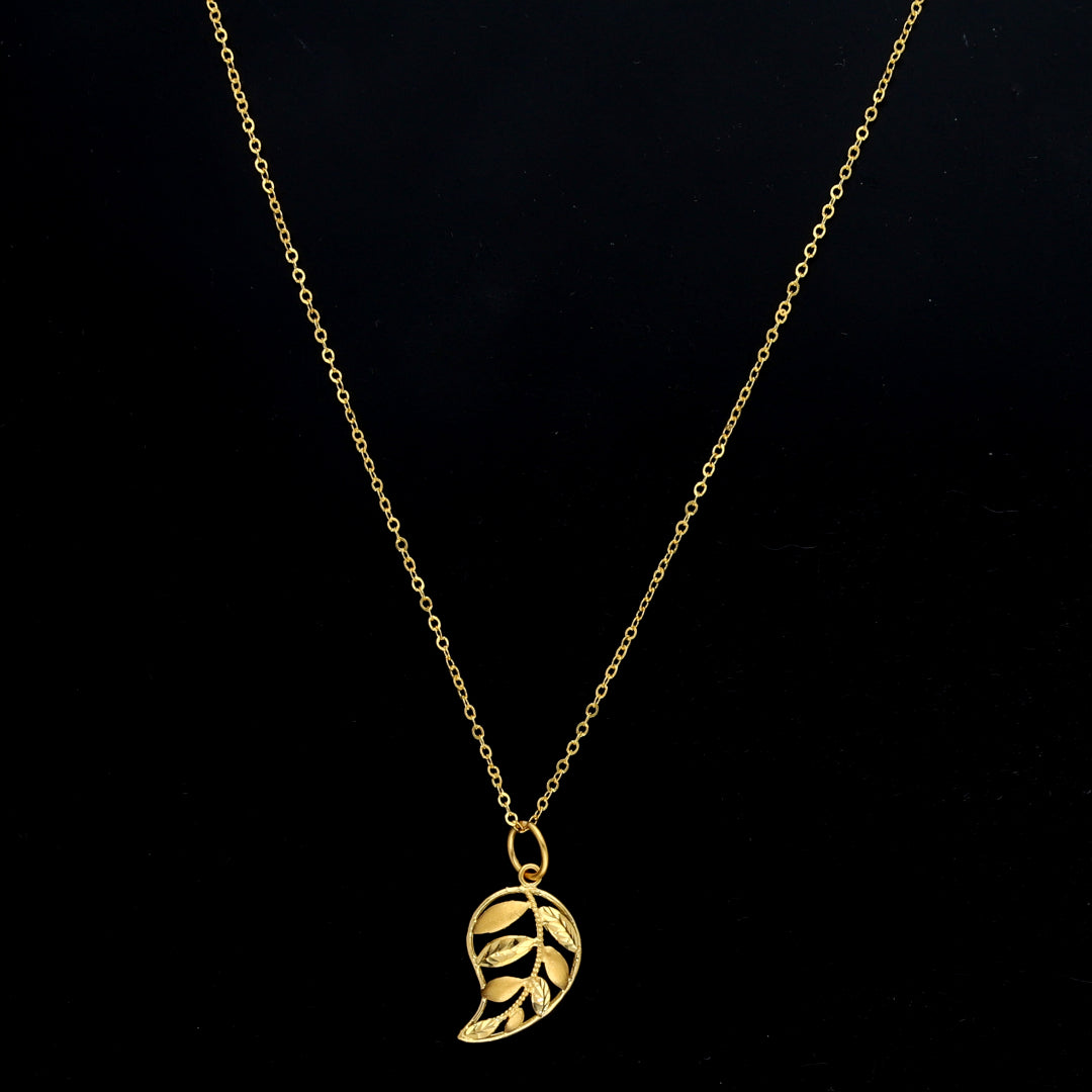 Gold Minimal Leaf Necklace 21KT - FKJNKL21KM11351
