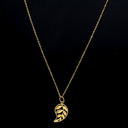 Gold Minimal Leaf Necklace 21KT - FKJNKL21KM11351