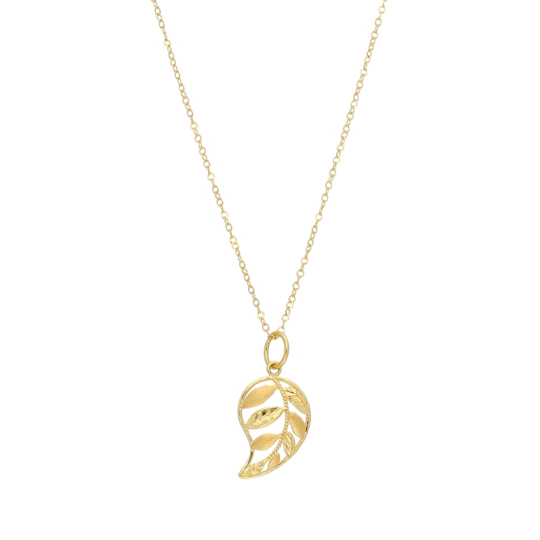 Gold Minimal Leaf Necklace 21KT - FKJNKL21KM11351