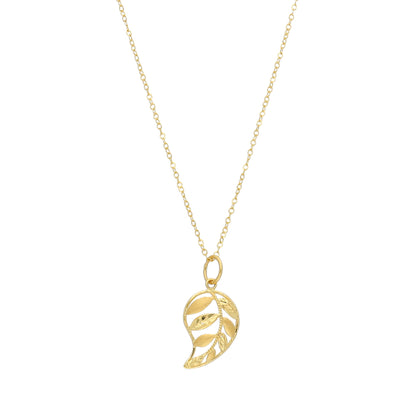 Gold Minimal Leaf Necklace 21KT - FKJNKL21KM11351