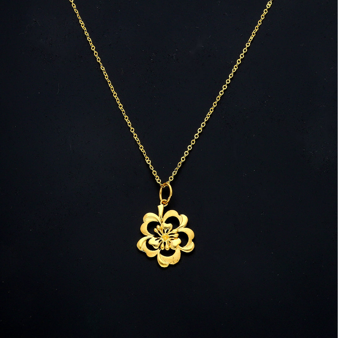 Gold Floral Halo Necklace 21KT - FKJNKL21KM11352