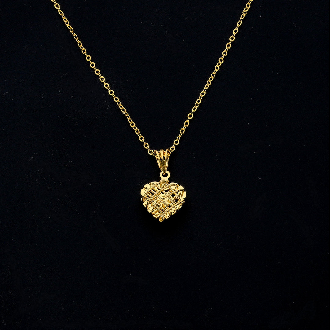 Gold Bloom Heart Necklace 21KT - FKJNKL21KM11353