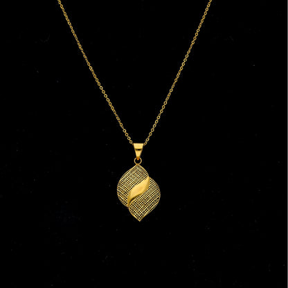 Gold  Leaf Wave Necklace 21KT - FKJNKL21KM11354