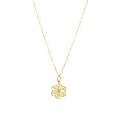 Gold Textured Flower Necklace 21KT - FKJNKL21KM11356