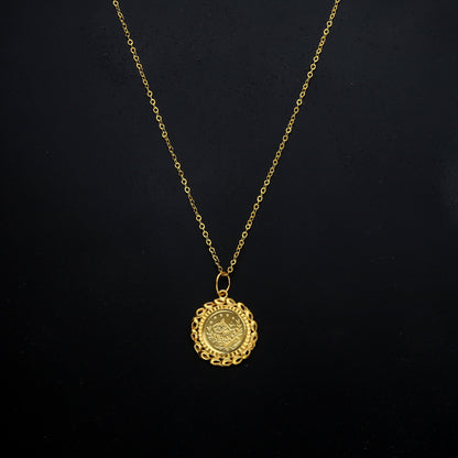 Gold Coin Charm Necklace 21KT - FKJNKL21KM11357
