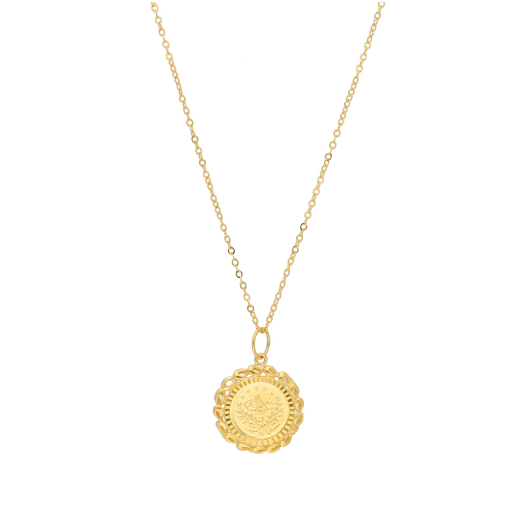 Gold Coin Charm Necklace 21KT - FKJNKL21KM11357