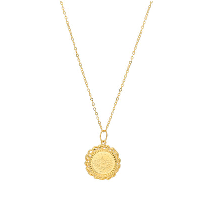 Gold Coin Charm Necklace 21KT - FKJNKL21KM11357