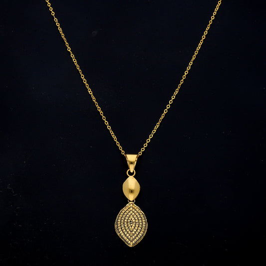Gold Mesh Drop Necklace 21KT - FKJNKL21KM11358