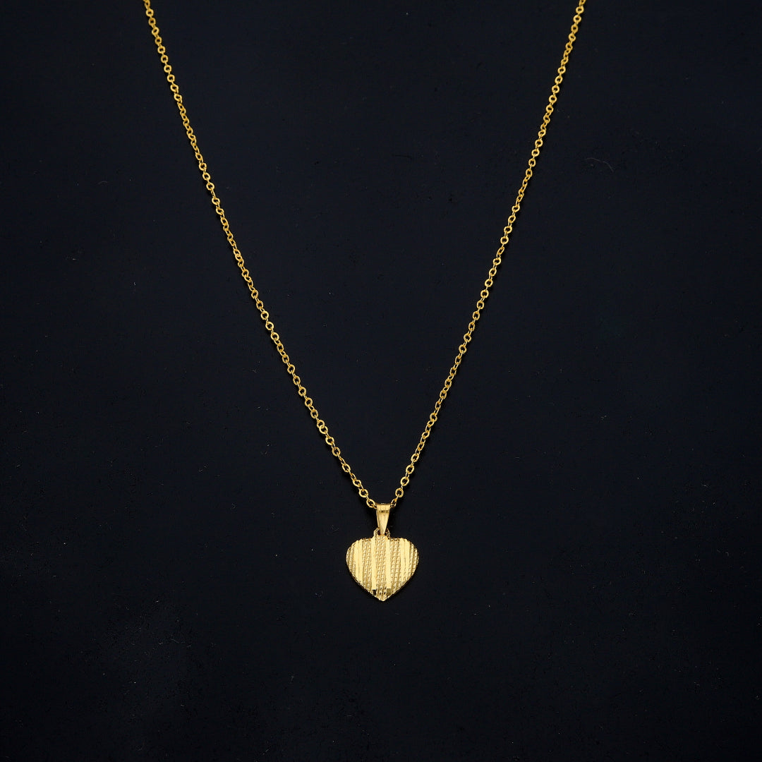 Gold Classic Heart Necklace 21KT - FKJNKL21KM11359