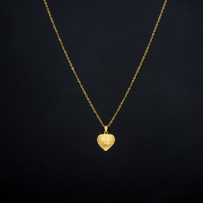 Gold Textured Heart Necklace 21KT - FKJNKL21KM11360