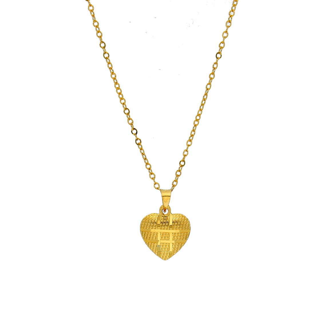 Gold Textured Heart Necklace 21KT - FKJNKL21KM11360