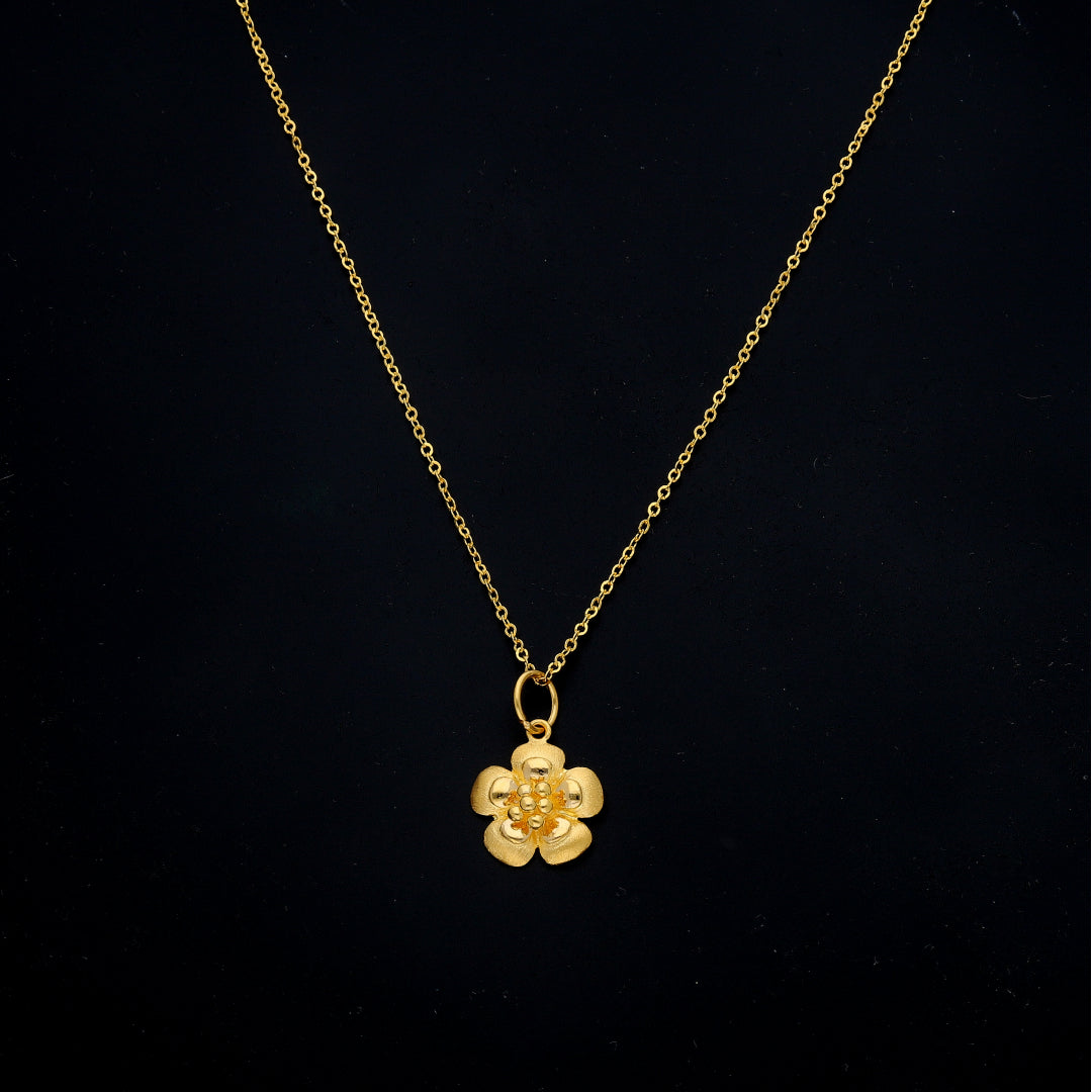 Gold Designer Flower Necklace 21KT - FKJNKL21KM11361