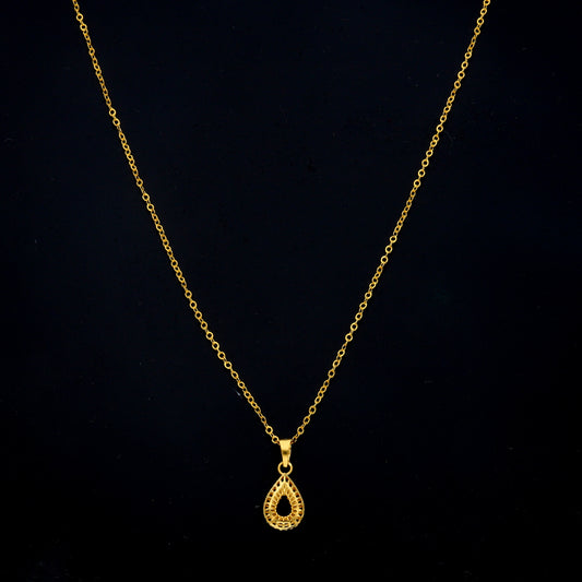 Gold Teardrop Necklace 21KT - FKJNKL21KM11363