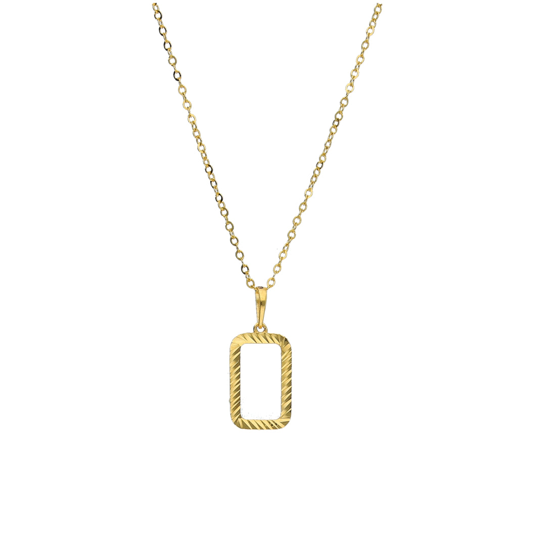Gold Rectangle Pendant Necklace 21KT - FKJNKL21KM11365