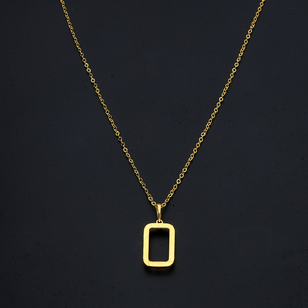 Gold Rectangle Pendant Necklace 21KT - FKJNKL21KM11365