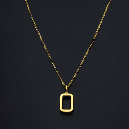 Gold Rectangle Pendant Necklace 21KT - FKJNKL21KM11365