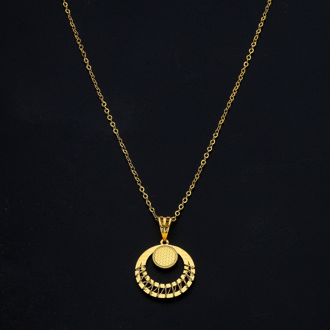 Gold Round Drop Necklace 21KT - FKJNKL21KM11368