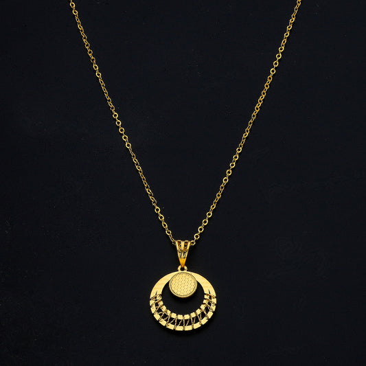 Gold Round Drop Necklace 21KT - FKJNKL21KM11368