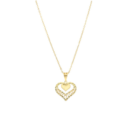 Gold Heart Drop Necklace 21KT - FKJNKL21KM11369