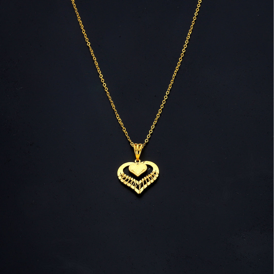 Gold Heart Drop Necklace 21KT - FKJNKL21KM11369