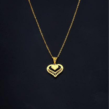 Gold Heart Drop Necklace 21KT - FKJNKL21KM11369