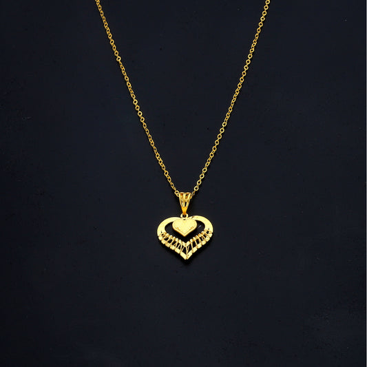 Gold Heart Drop Necklace 21KT - FKJNKL21KM11369